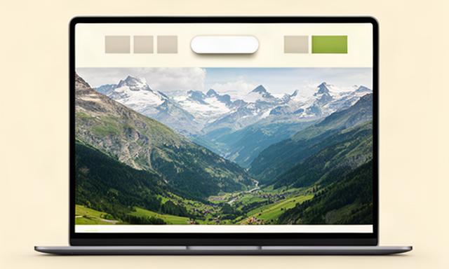 Digitale Magazinseite mit Schweizer Berglandschaft und sichtbarer Sprachauswahl
